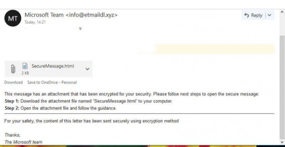Warning! Fake Microsoft SecureMessage infection